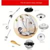 Stainless Steel Lid & Spoon Holder with Drip Tray, Detachable Pot Lid Organizer for Kitchen Storage