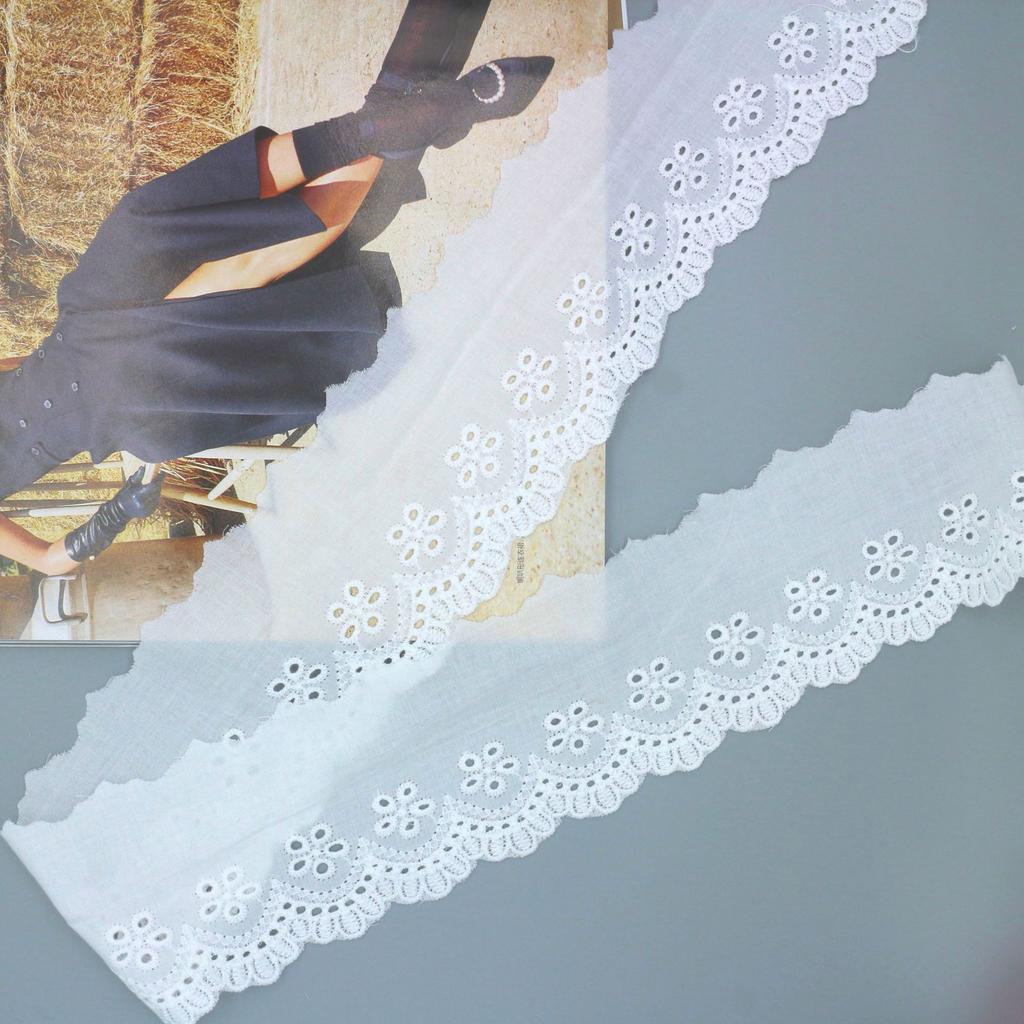 Embroidery Lace, Cotton Lace Clothing Accessories Lace Embroidery Hollow Flower Barcode, Cotton Lace