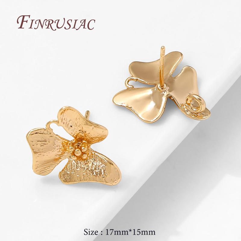 

18K Gold Plated Brass Earring Studs Base Pins,DIY Earrings Making Accessories 1 pair