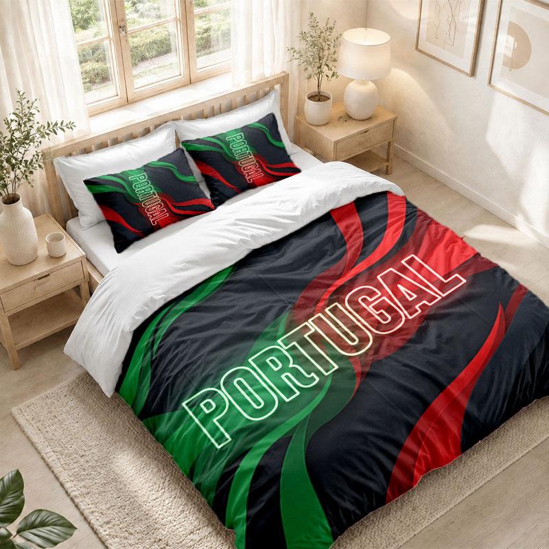 Bedding Set 1 Duvet Cover 2 Pillowcases Portugal Football Print Bedroom Home Decoration