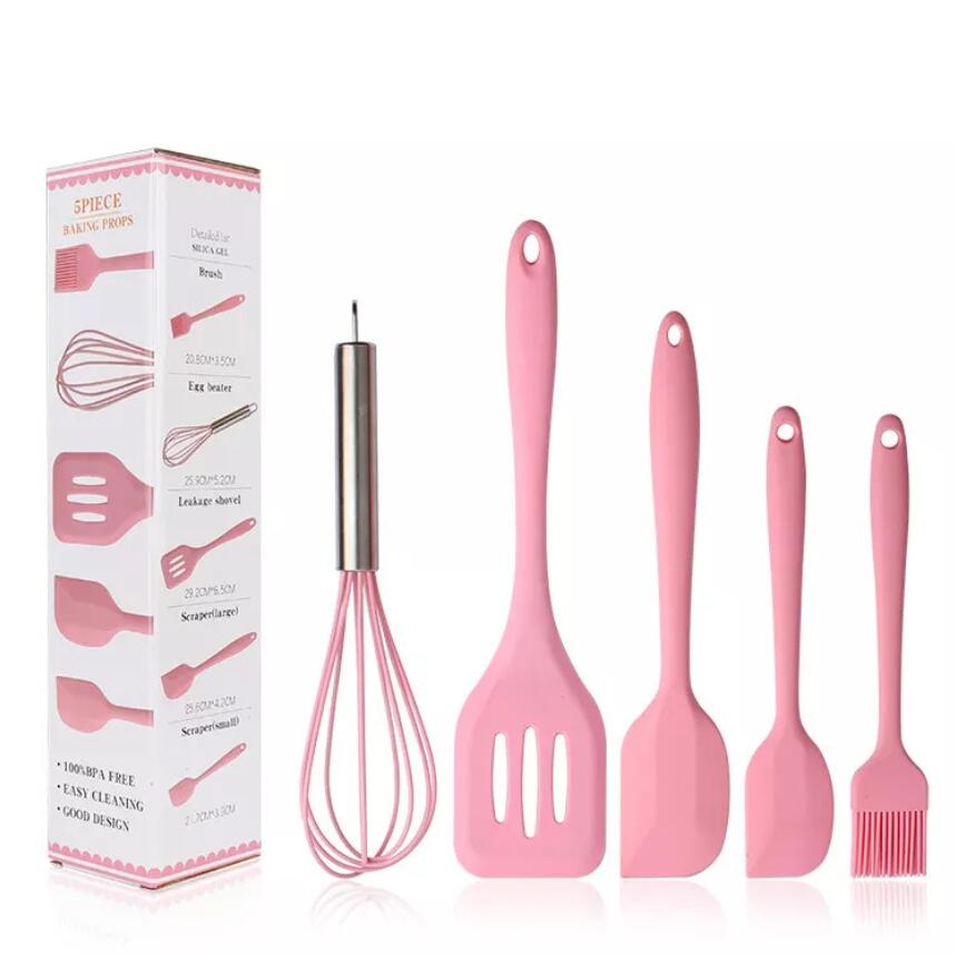 Silicone Kitchenware Cooking Utensils Set Non-stick Cookware Spatula Shovel Egg Beaters Wooden Handle Kitchen Cooking Tool Set