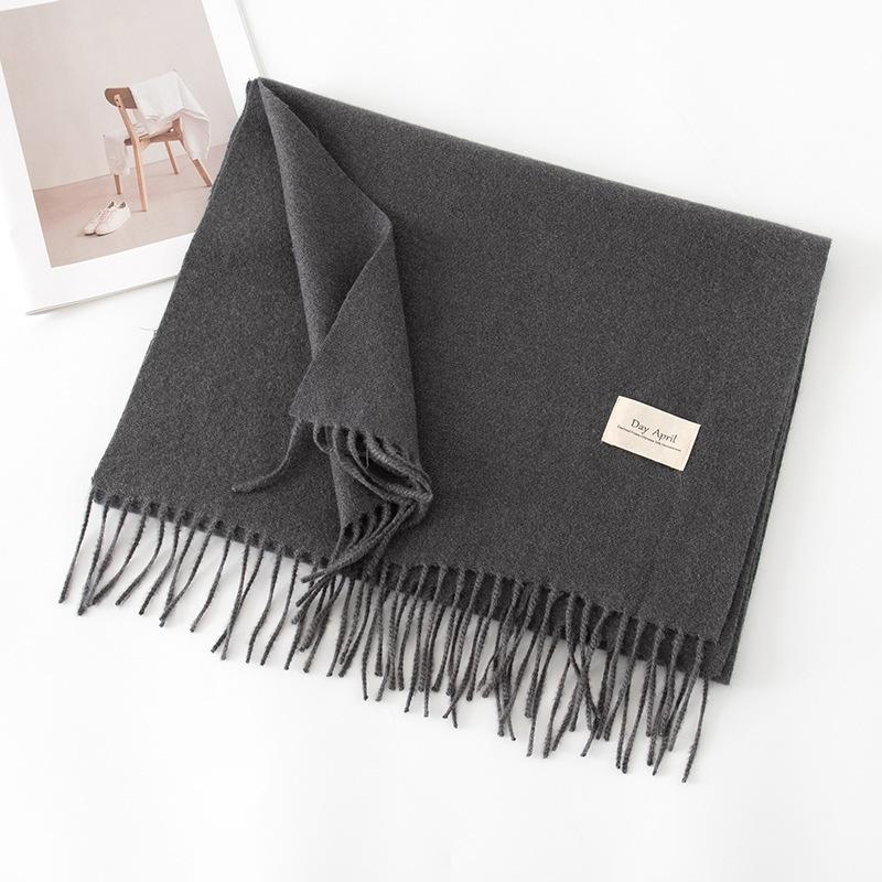 Cashmere feel solid color scarf women's imitation cashmere autumn and winter atmosphere versatile medium and long shawl scarf