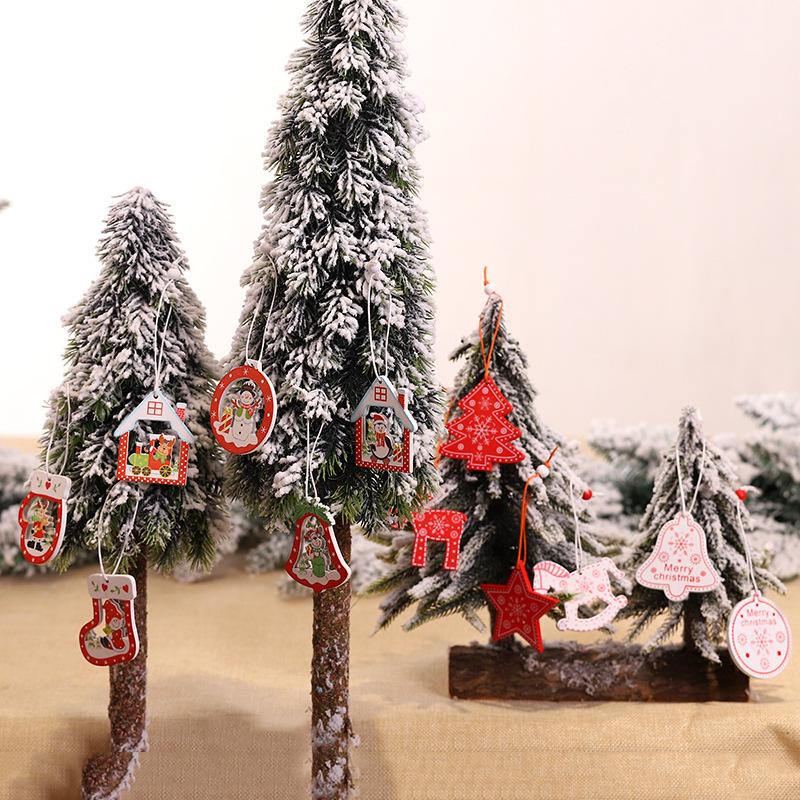 12Pcs Christmas Snowflakes Wooden Pendants Xmas Tree Ornaments Home Hanging Decor Christmas Decorations for Home New Year