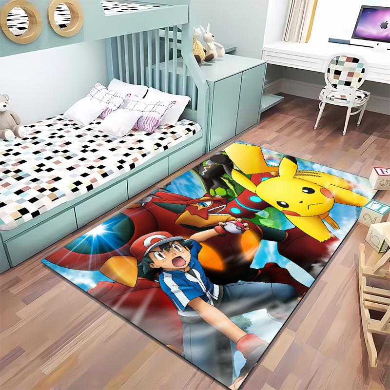 3D Pokemen-Pikachu Carpet Yoga Living Room Decor Children's Crawling Mat Doormat Living Room Rug Gifts for Family Kids Potdemiel