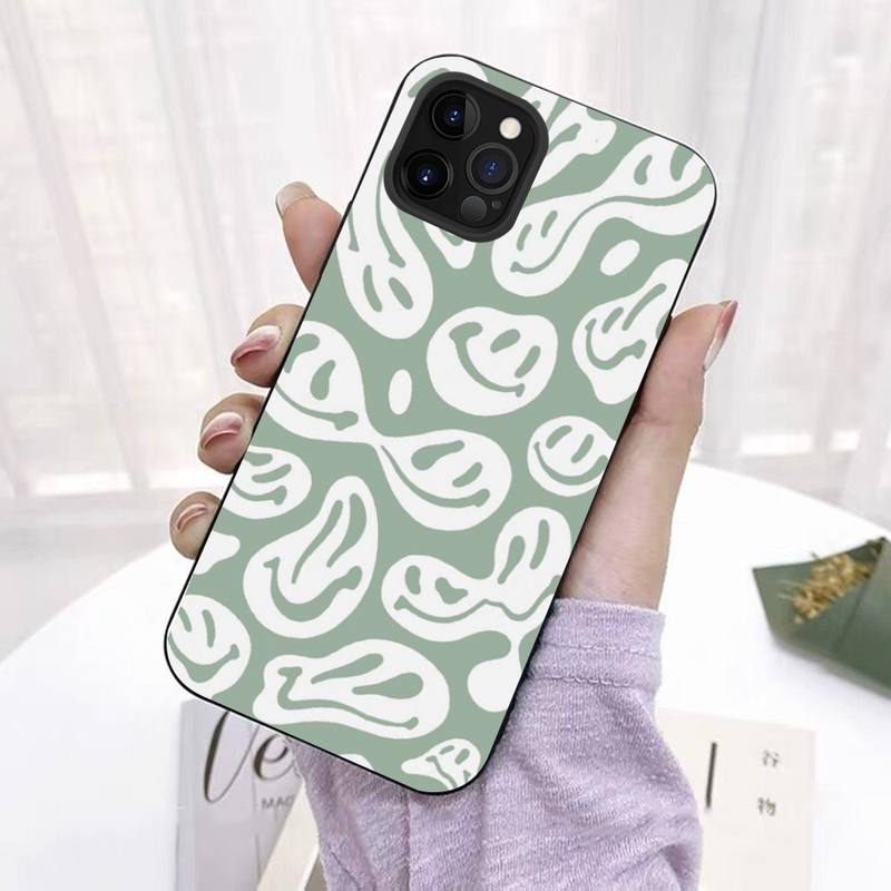 Cute Funny Trippy Smiley Face Phone Case for iPhone 11 12 13 Mini Pro Max 8 7 6 6S Plus X 5 SE 2020 XR XS Funda Case