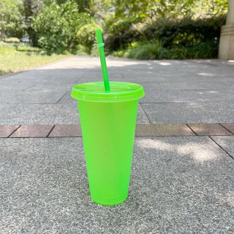 Cană cu paie, băutură, căni cu paie cu capac, pahar din plastic, sticlă de cafea mată, cană din plastic PP de calitate alimentară cu paie