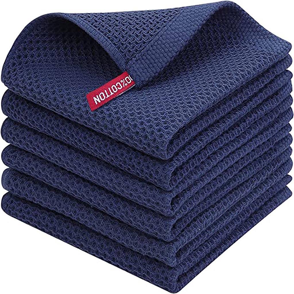 Cotton Dish Cloths - Weave Soft And Absorbent Dish Towels - 6 Pack Quick Dry Dish Rags - 13 X 13 Inches Dishcloths For Kitchen Washing Dishes