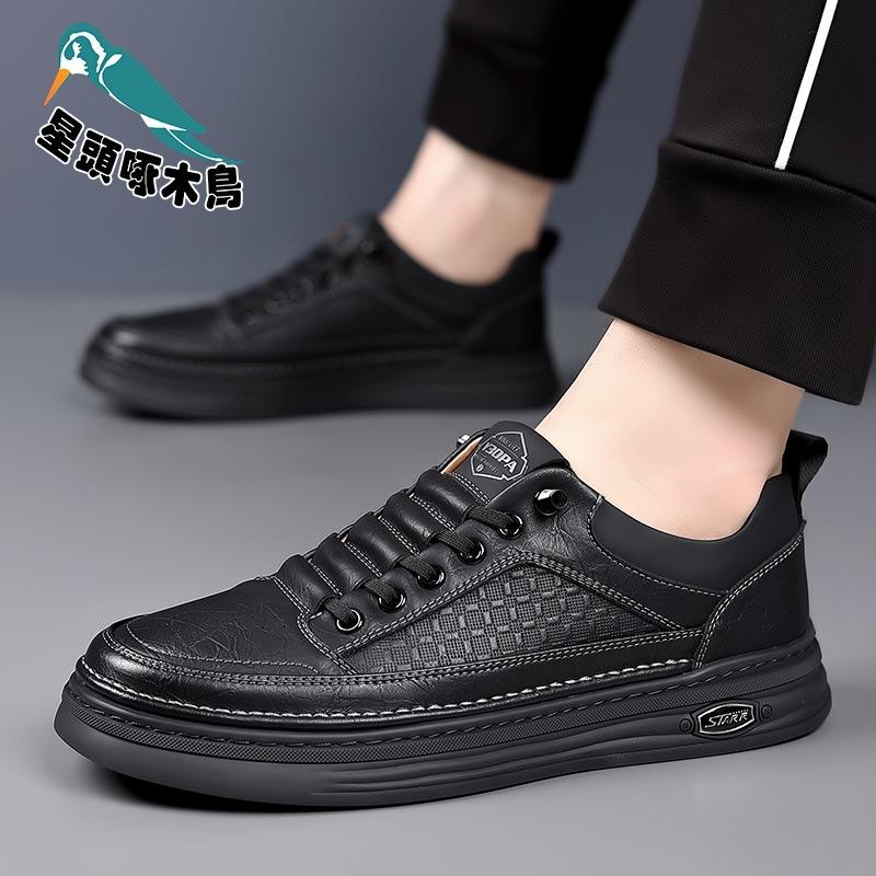 2025 summer men's shoes new breathable soft-soled versatile casual leather shoes men's comfortable board shoes