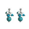 Ethnic Turquoise Round Beads Ear Stud Piercing Earrings For Women Bohemia Fashion New Jewelry Friend Gift Party Daily