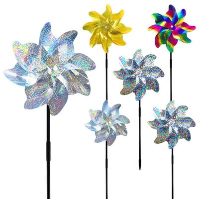 Reflective Bird Repellent Pinwheel Lightweight Bird Control Wind Spinner Garden Decoration Outdoor Windmill Ornament for Protecting Roof Orchard Yard