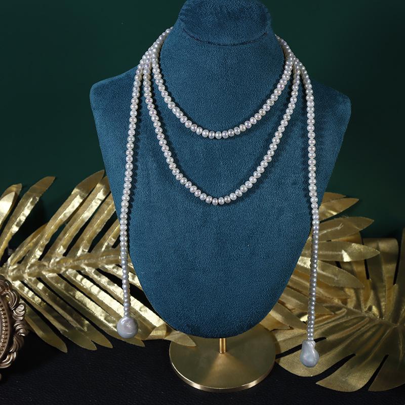 French Retro Baroque Natural Freshwater Pearl Sweater Chain with Irregular Large Pearls & Multiple Wearing Styles