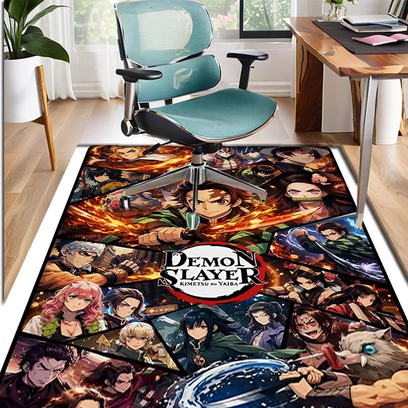 Demon Slayer Pattern Rug, Indoor/Outdoor Mat, for Picnic, Gameroom, Bedroom, Office, Living Room, Home Decor Carpet, Birthday Gift