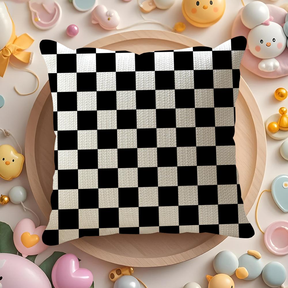 Simple And Stylish Checkerboard Pattern Pillow Case Sofa Living Room Bedroom Headboard Backrest Cushion Square Cushion