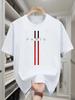 Mens Cotton Spring and Summer Casual Loose Fashion Parisian Letter Printed Comfortable Round Neck Short Sleeved Tshirt Top
