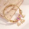 Adjustable Titanium Steel Bracelet Fashion Beaded Key Bracelet With Crystal And Lock Charm Design Women Jewelry