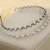Mode Welle Faux Perlen Strasssteine Metall Damen Stirnband Haarband Kopfschmuck