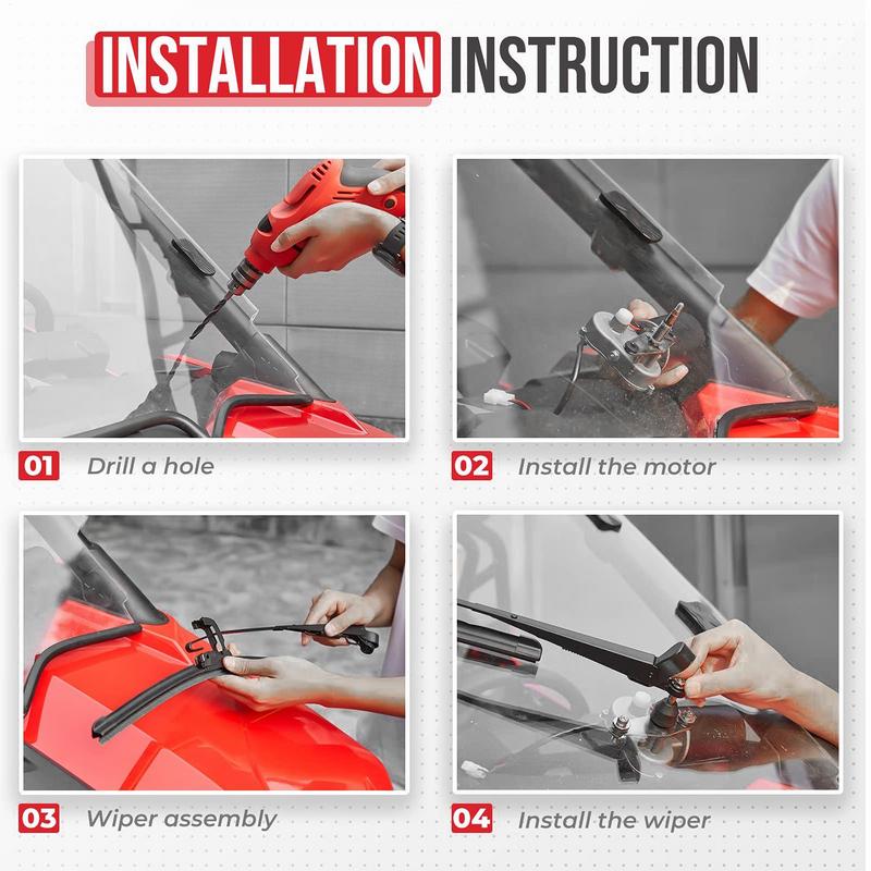 12V Electric Windshield Wiper High Performance Wiper Motor Kit Vehicle Wiper Replacement Parts 12V Electric Motor Window Wipers