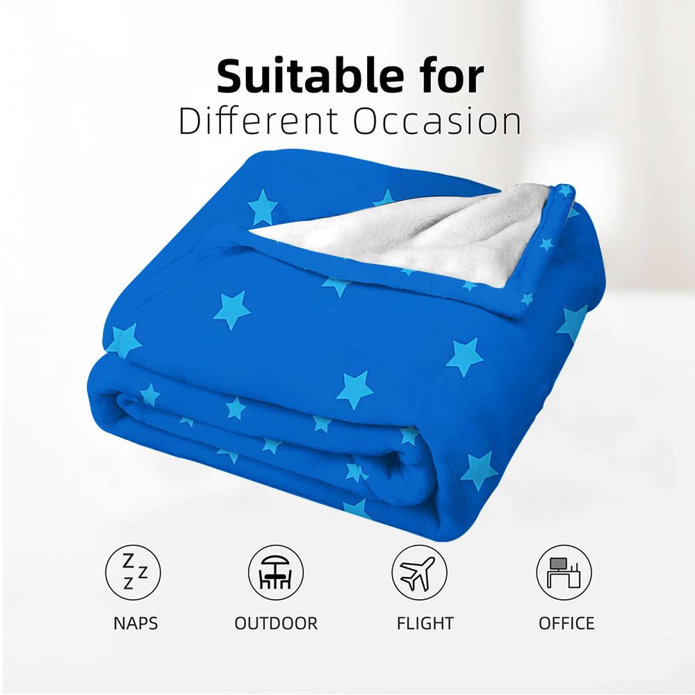 Monochrome Azure Star Anime Cartoon Flannel Blanket Soft Warm Throw for Bedroom Sofa Car Kids Holiday Gift