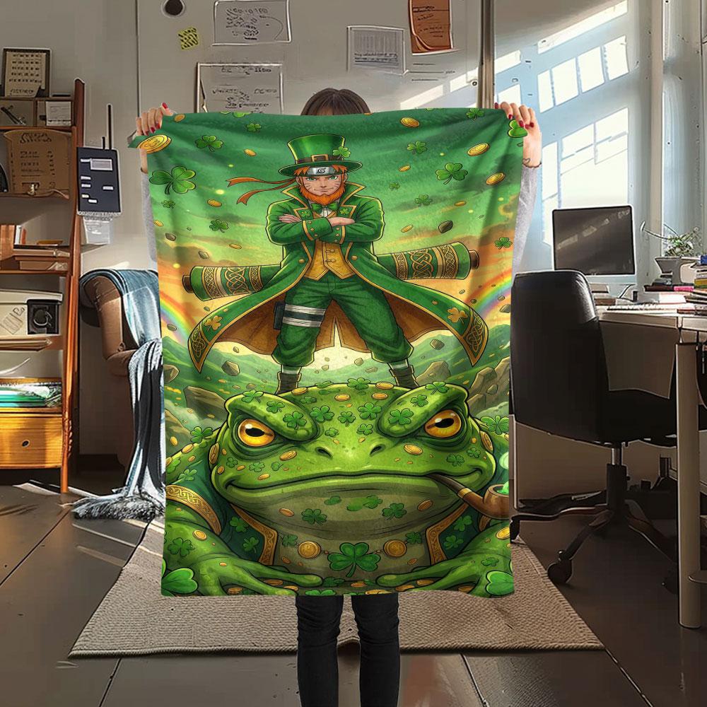 1Pc GreenMagic Print Flannel Blanket, High Quality Comfortable for All Seasons, Home Decor, Warmth and Comfort, Perfect for Christmas Gifts