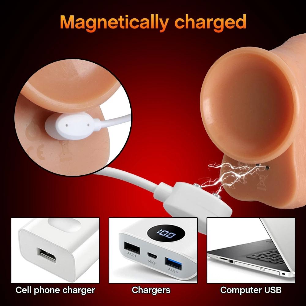 Realistic Feeling Soft Dildo Vibrator for Women Huge Big Electric Telescopic Penis Females Masturbation Oral Sex Toys for Woman