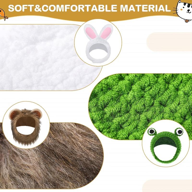 5pcs Cute Cat and Dog Costume Set Rabbit Hat Ears Fun Lion Headband I'm Just A Baby Small Dogs Chihuahua Clothes Accessories