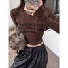 German velvet warm T-shirt autumn and winter women's new Spice Girl long-sleeved slim-fitting printed alphabet bottoming shirt with top
