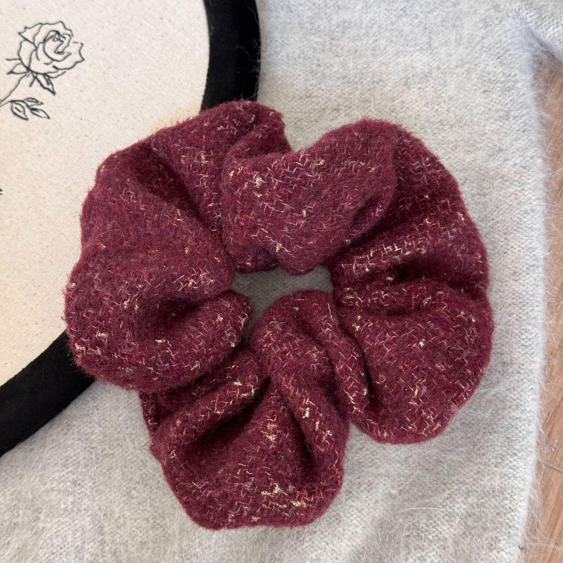 Корейская серая вязаная резинка-скранчи для женщин – Супербольшая резинка для пучка, Осенний/Зимний аксессуар для волос красный/фиолетовый