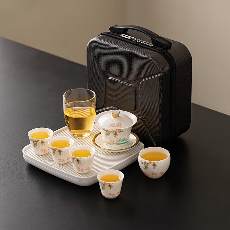 Chinese Ceramic Portable Travel Tea Set Gaiwan Travel Tea Set