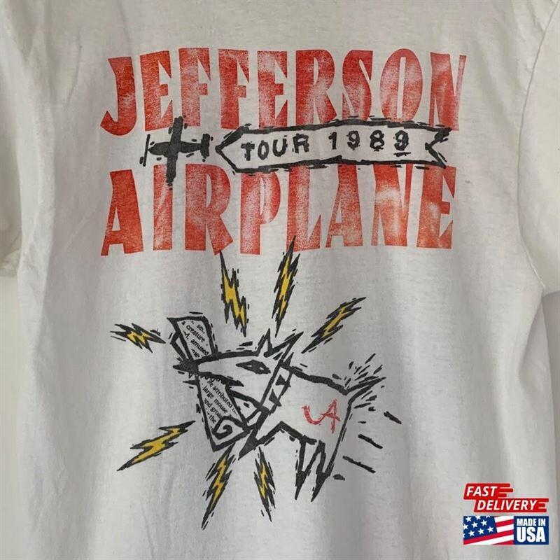 

1989 Jefferson Airplane Band VTG Tour Shirt Front White Unisex S-5XL EM0446 Unisex T-Shirt S