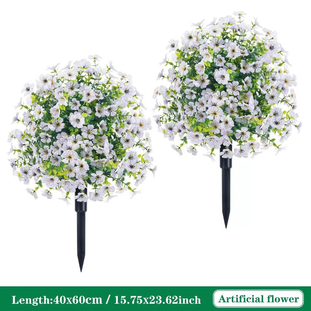 Violet Eucalyptus Garden Stake: Realistic Faux Flower Decoration with Ground Peg