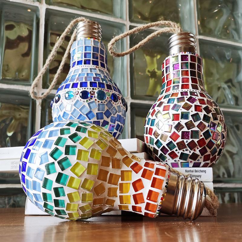 Mosaic DIY Candle Holder Kit: Educational Parent-Child Crystal Glass Light-Up Gift