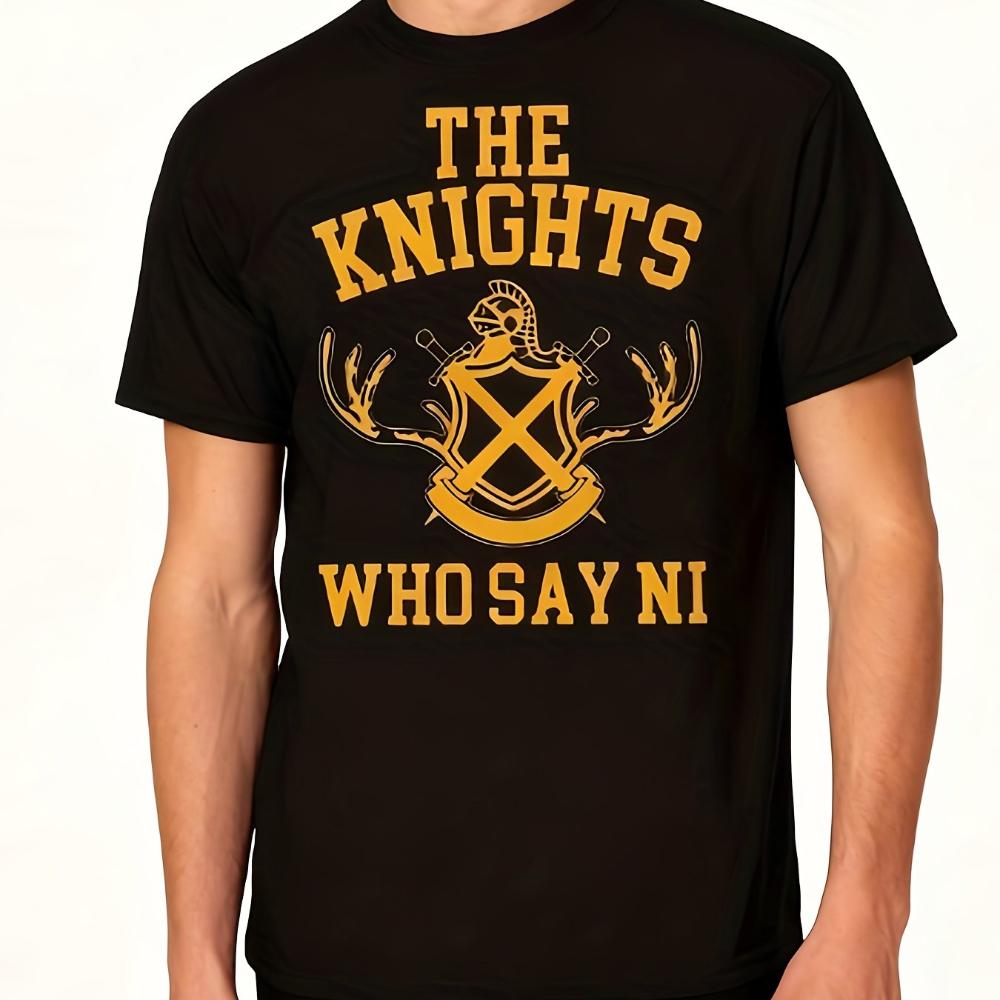 

Мужская футболка с узором щита Черная футболка с дизайном меча и щита Короткий рукав Повседневная Печатный топ Ткань Академический стиль S