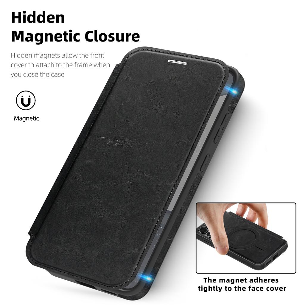 For Samsung Galaxy S24 Magnetic Case RFID Blocking Card Holder Leather Phone Cover