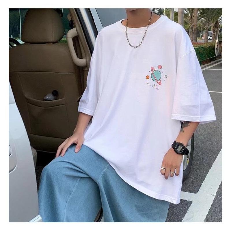 Męskie koszulki z krótkim rękawem list nadruk graficzny moda markowe koszulki dla mężczyzn odzież męska koszulka casual mężczyzna lato koreański Retro topy dla