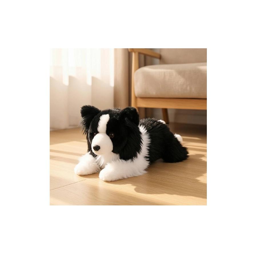 Border Collie Stuffed Animal Dog Realistic Border Collie Stuffed Animal Stuffed Dog with Stuffed Animal Tail Lifelike Soft