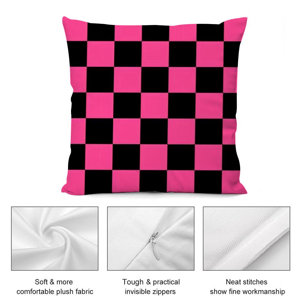 Checkered Square Cushion Cover Soft Plush Fabric DoubleSided Printed Cushion Covers for All Seasons Modern HomeDecor Gift
