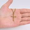 Vnox Stainless Steel Cross Necklace for Men, Gold Color Sweater Chain, Cross Pendant with O-Chain, Religious Gifts for Christian