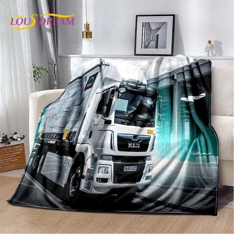 HD Man Truck Lorry 3D Printing Soft Flannel Blankets,Throw Blanket Comfortable Blanket for Picnic Beds Sofa Home Bedroom Gifts