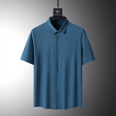 Summer Light Business Ice Silk Shirt, Men's Short Sleeved Non Ironing Shirt, Casual Seamless Shirt