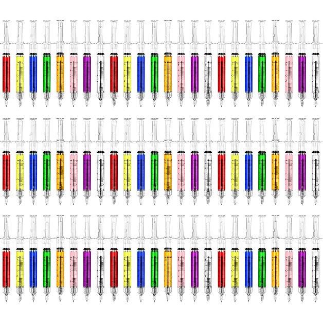 24Pcs Syringe Pen, Multi-Color Retractable Fun Nurses Week Gifts Bulk, Black Ink Novelty Pens Set, Nurse Accessories for Work and Nursing School