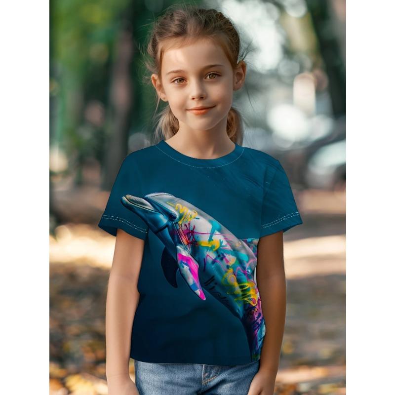 Children's Clothing Girl T-Shirt Short Sleeve 3D Cartoon Print Kids Summer Clothes Casual Round Neck Girl Clothes Tops