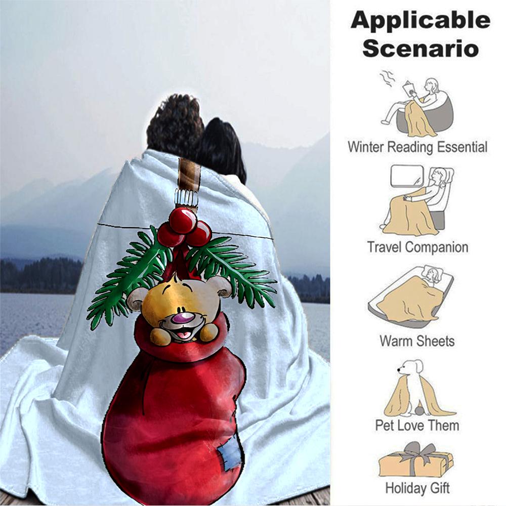 Christmas Ornament Bear Blanket Soft Throw Blanket For Home Bedroom Bed Sofa Travel Office Solid Christmas Blanket
