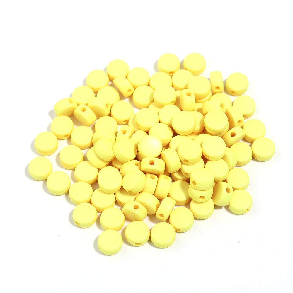 100pcs 7mm Acrylic Beads Solid Color Flat Round Loose Spacer Beads For Jewelry Making DIY Handmade Bracelet Necklace Accessories
