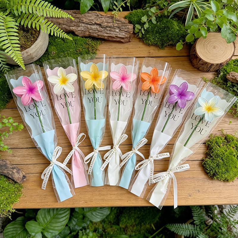 Plumeria Flower Fake Eternal Flower Gifts Plastic Egg Flower Hair Claw Clip Bouquet Party Gifts Graduation Mother'S Day Gift