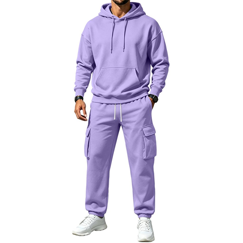 Winter Hooded Sweatshirt and Sweatpants Set for Men Women Casual Matching Outfit