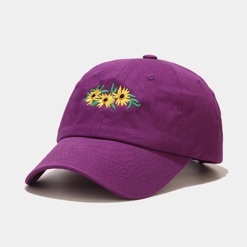 New hat female sweet flower embroidered cap go out to play versatile couple trend curved brim hat
