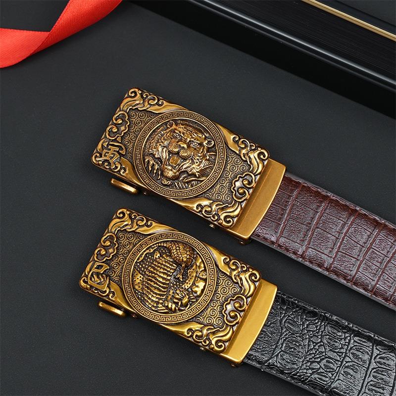 Ceinture automatique pour homme Zodiaque, style Guochao personnalisé rétro polyvalent pour personnes d'âge moyen et jeunes