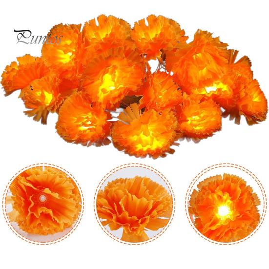 Festive Tabletop Lighting Marigold Flower String Lights, Artificial Cempasuchil Decorative Lamps, Halloween Flexible Warm White Garland LED