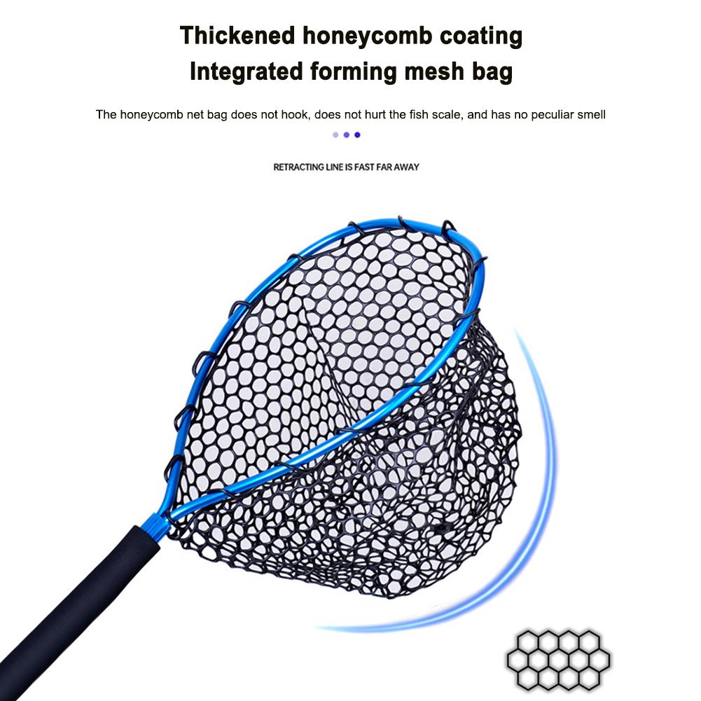 Aluminum Alloy Fishing Landing Net  Trout Net Soft Rubber Mesh Fly Fishing Net with Carabiner Fishing Gifts for Men