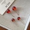Red Garnet Stud Earrings, Ear Holes, Silver Stud Earrings, Autumn and Winter Ball, Simple and Advanced Sense, New Year's Eve Ball Earrings.